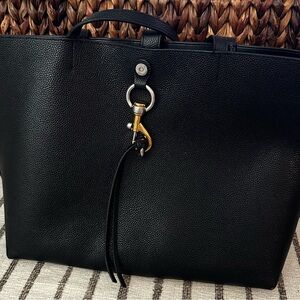 Rebecca Minkoff Black Leather Tote with Gold Accent